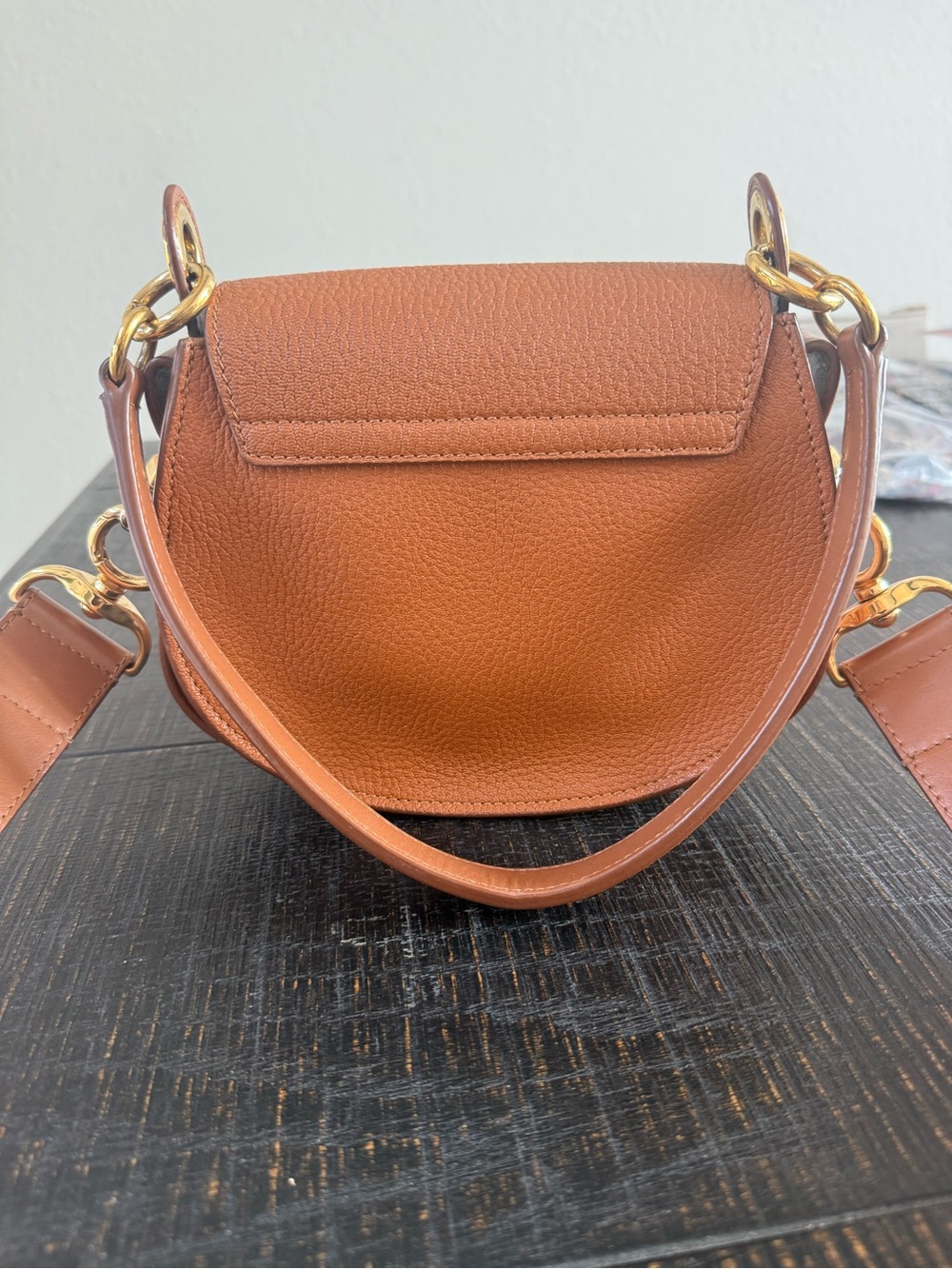 Chloe Tan Leather Tess Small Crossbody with Gold Ring - Picture 2 of 6